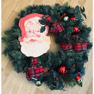 Holiday Living 30” Green Pines Red Bow and Ornament Artificial Christmas Wreath